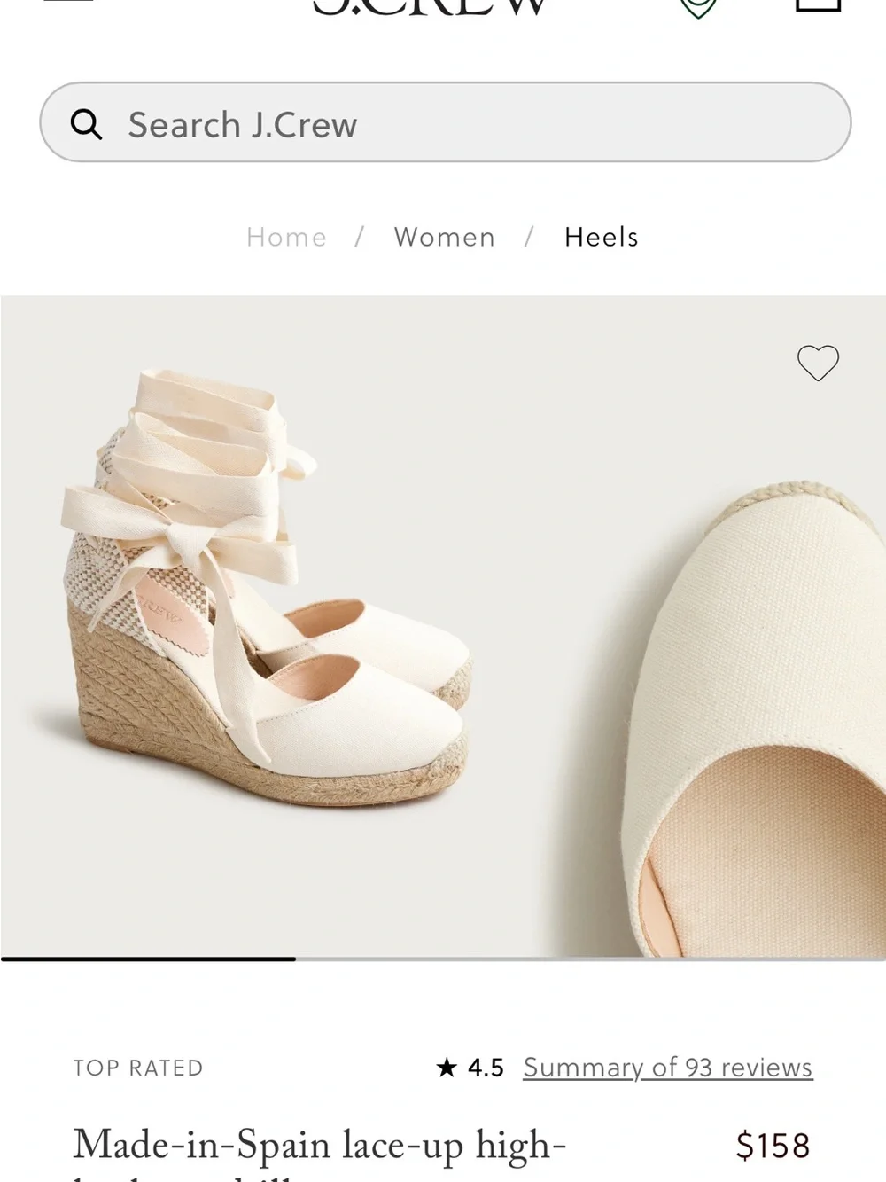 J. Crew Cream Canvas Lace-Up Espadrille Flats